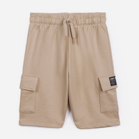 Bermuda de moletom juvenil bolsos cargo bege