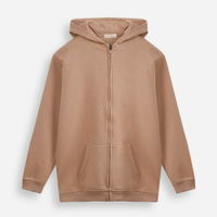 Jaqueta oversized juvenil de moletom com capuz e bolso bege