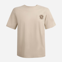 Camiseta comfort juvenil de algodão estampada bege