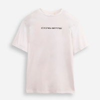 Camiseta de algodão juvenil chevrolet corvette off white