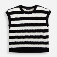 Colete juvenil de tricot listrado off white