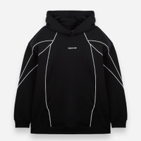 Blusão oversized juvenil de moletom com nervuras preto