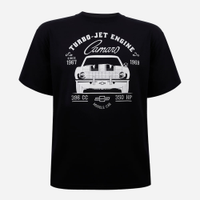 Camiseta juvenil de algodão camaro chevrolet preto