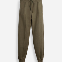 Calça jogger juvenil de moletom com nervura verde