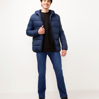 Calça jeans slim juvenil azul escuro