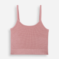 Cropped de tricot juvenil alça fina rosa