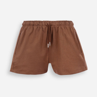 Short juvenil de moletinho cós elástico marrom