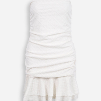 Vestido juvenil com barra de babado laise off white