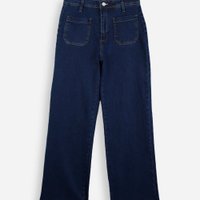 Calça juvenil reta jeans com bolso frente azul