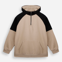 Blusa juvenil de moletom felpado com capuz bicolor bege