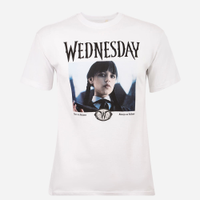 Camiseta juvenil de algodão wandinha off white