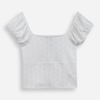 Blusa juvenil franzida laise off white
