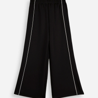 Calça wide leg juvenil com nervura preta