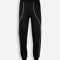 Calça jogger juvenil de moletom com nervuras preta