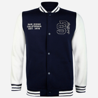 Jaqueta bomber college juvenil de moletom com bordado azul