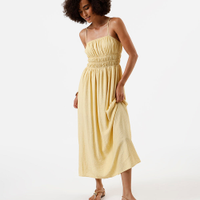 Vestido midi feminino de viscose alça fina amarelo