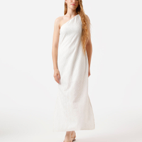 Vestido longo feminino de laise ombro único off white