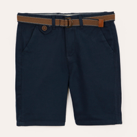 Bermuda infantil de sarja com cinto kaki - azul marinho