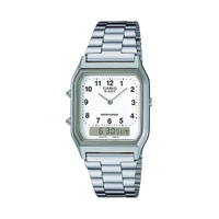 Relógio unissex casio analógico digital aq 230a 7bmq prateado