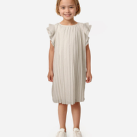 Vestido infantil plissado poá com glitter off white