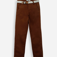Calça de sarja infantil com cinto marrom