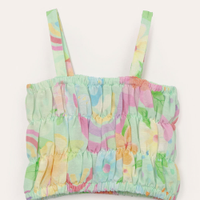 Regata cropped infantil floral verde