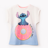 Camiseta infantil stitch manga curta azul