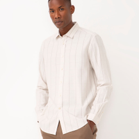 Camisa de algodão manga longa quadriculada kaki