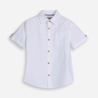 Camisa de algodão infantil manga curta com bolso off white