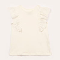Blusa de algodão infantil com babado de laise off white