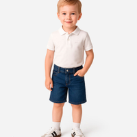 Bermuda jeans infantil slim com bolso azul