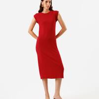 Vestido midi muscle ribana de viscose vermelho