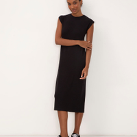 Vestido midi feminino muscle tee canelado básico preto