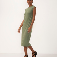 Vestido midi feminino muscle tee canelado básico verde
