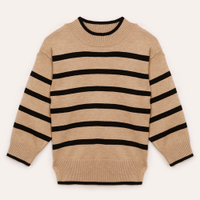 Suéter de tricot infantil listrado bege