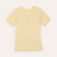 Blusa infantil de algodão com brilho manga curta amarela