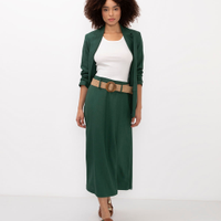Saia midi com linho cintura alta - verde