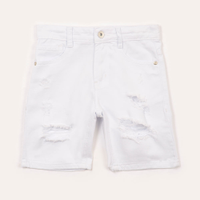 Bermuda infantil de sarja destroyed com bolso branco