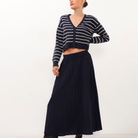 Saia midi plissada azul