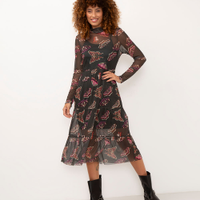 Vestido midi de tule borboletas verde