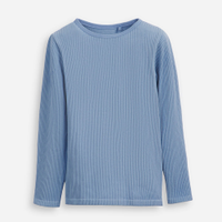Blusa canelada infantil manga longa azul