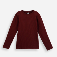 Blusa canelada infantil manga longa vinho