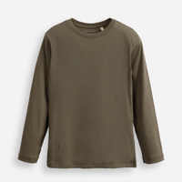 Camiseta infantil de algodão manga longa verde