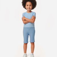Bermuda ciclista infantil canelada azul