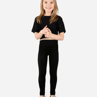 Calça legging infantil de poliamida sem costura preta