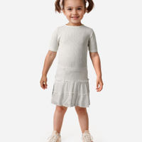 Blusa infantil de poliamida canelada manga curta off white
