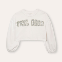 Camiseta de algodão infantil com brilho off white