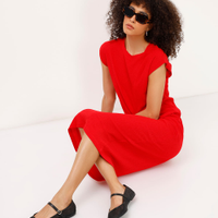Vestido midi muscle tee texturizado vermelho