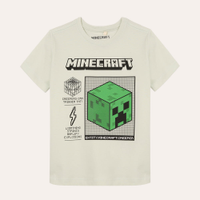 Camiseta de algodão infantil minecraft verde