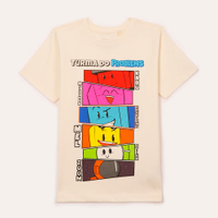 Camiseta de algodão infantil turma do problems off white
